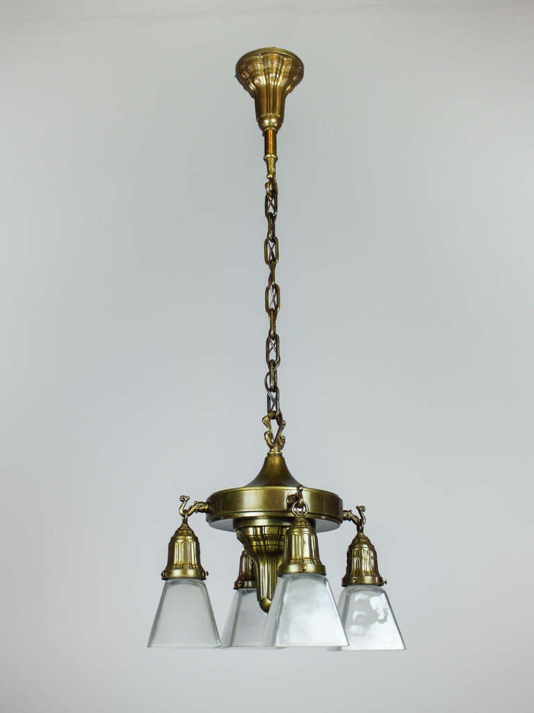 Arts and Crafts Mitchell Vance & Co. Sheffield Patterned Light Fixture, Four-Light For Sale