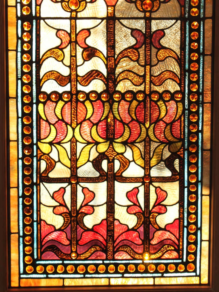 Large Stained Glass Window Panel In Good Condition For Sale In Vancouver, BC