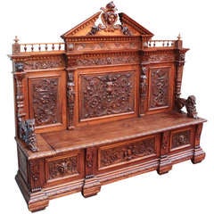 Carved Figural Entry-Way Bench