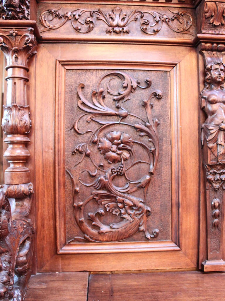 American Carved Figural Entry-Way Bench