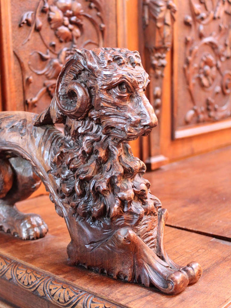 Walnut Carved Figural Entry-Way Bench