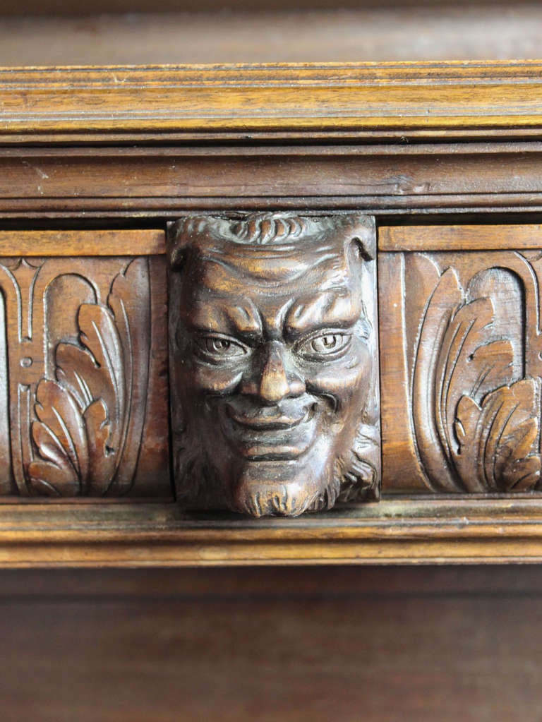 19th Century Carved Walnut Figural Hutch For Sale