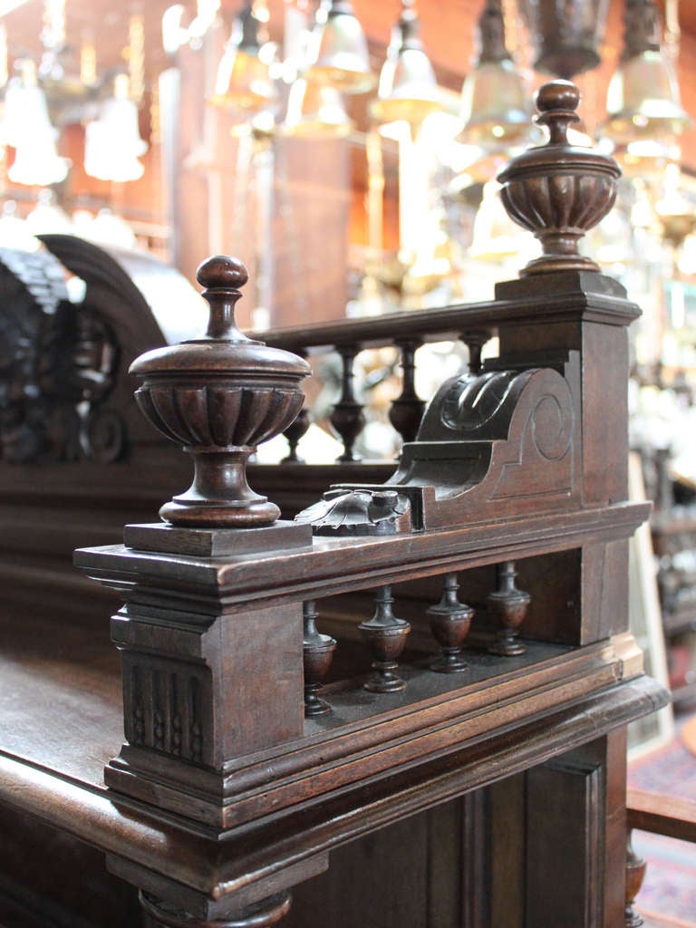 Carved Walnut Figural Hutch For Sale 3