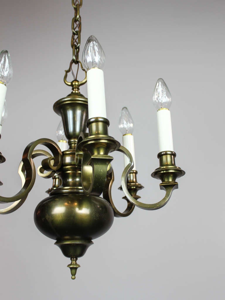 20th Century Colonial Revival Chandelier, Six-Light For Sale