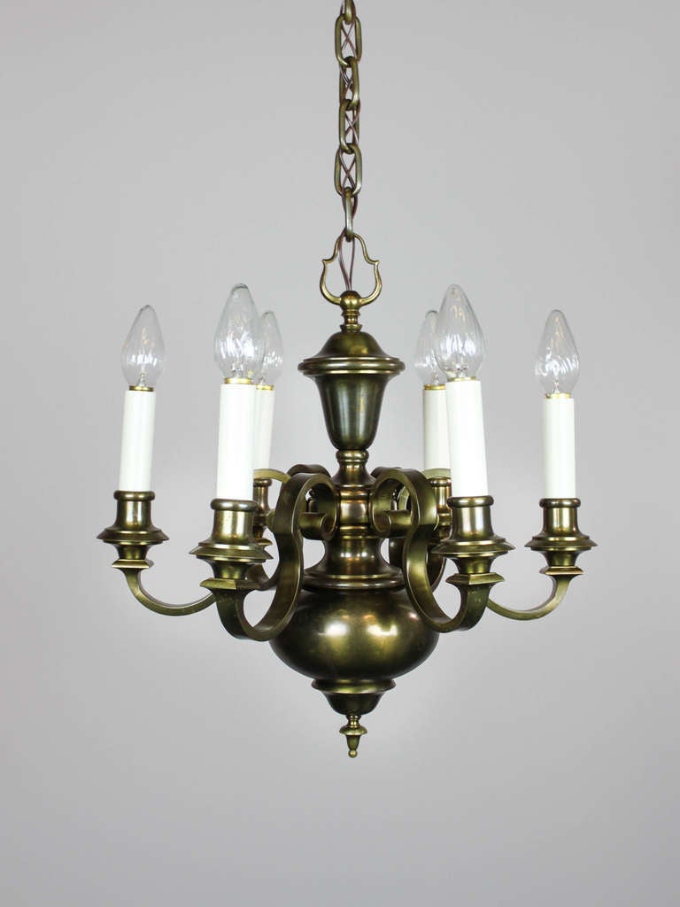 Arts and Crafts Colonial Revival Chandelier, Six-Light For Sale