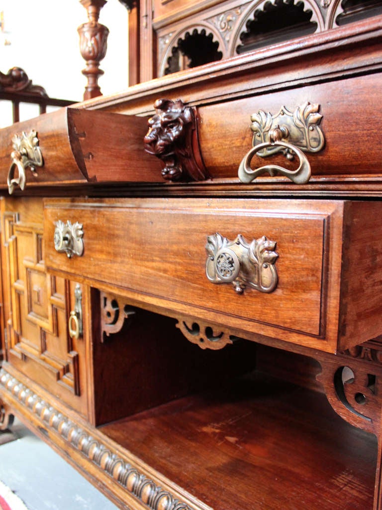 19th Century Carved Lion Sideboard For Sale