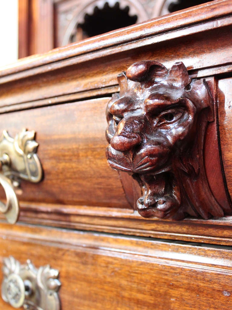 Mahogany Carved Lion Sideboard For Sale