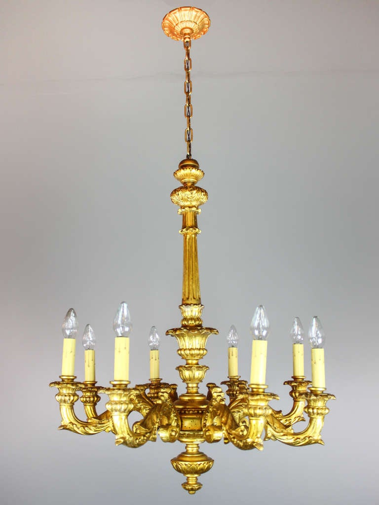 Giltwood Chandelier, Eight-Light