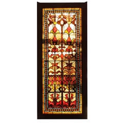 Antique Large Stained Glass Window Panel