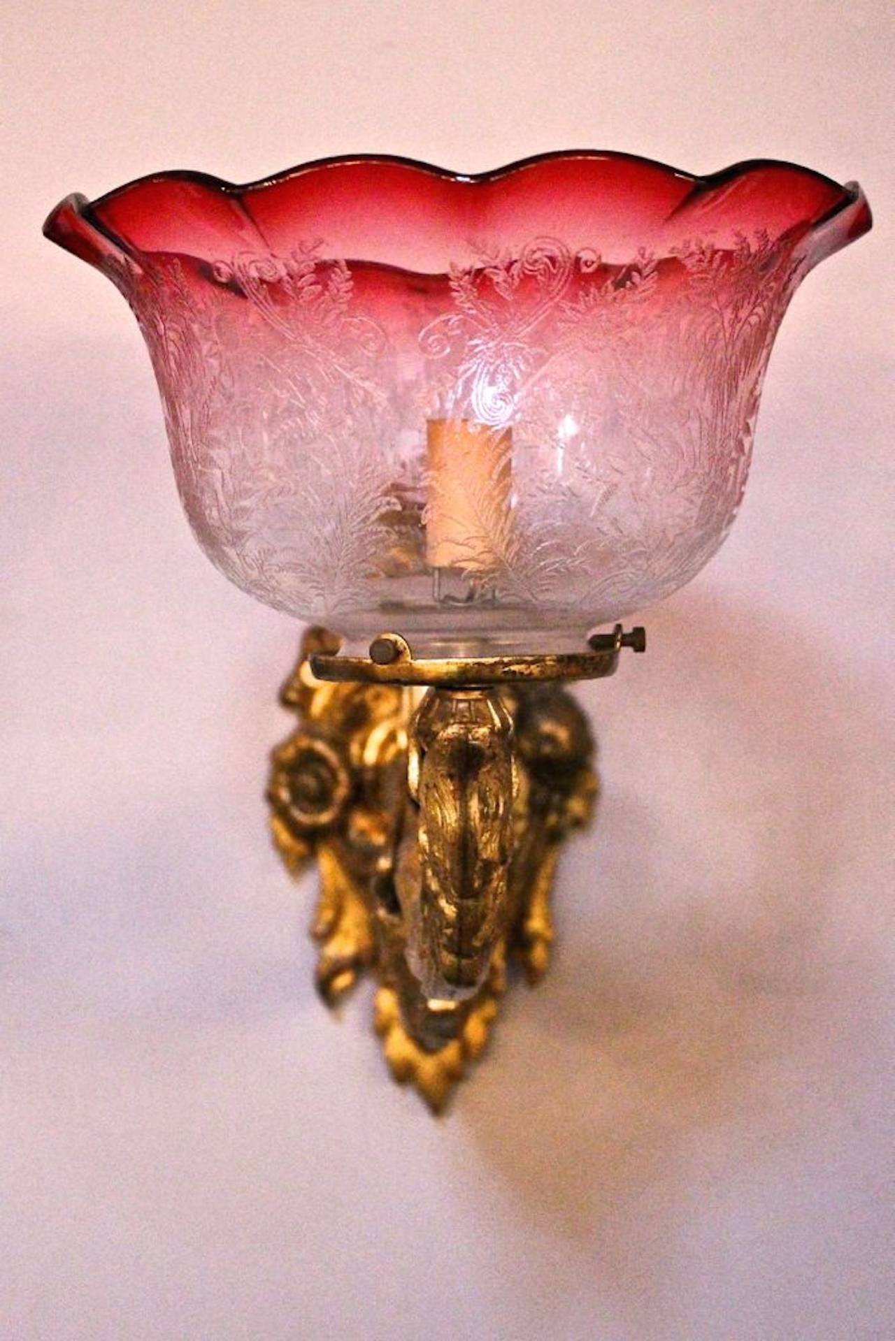 Cast Bronze Ornate Wall Sconce For Sale at 1stdibs
