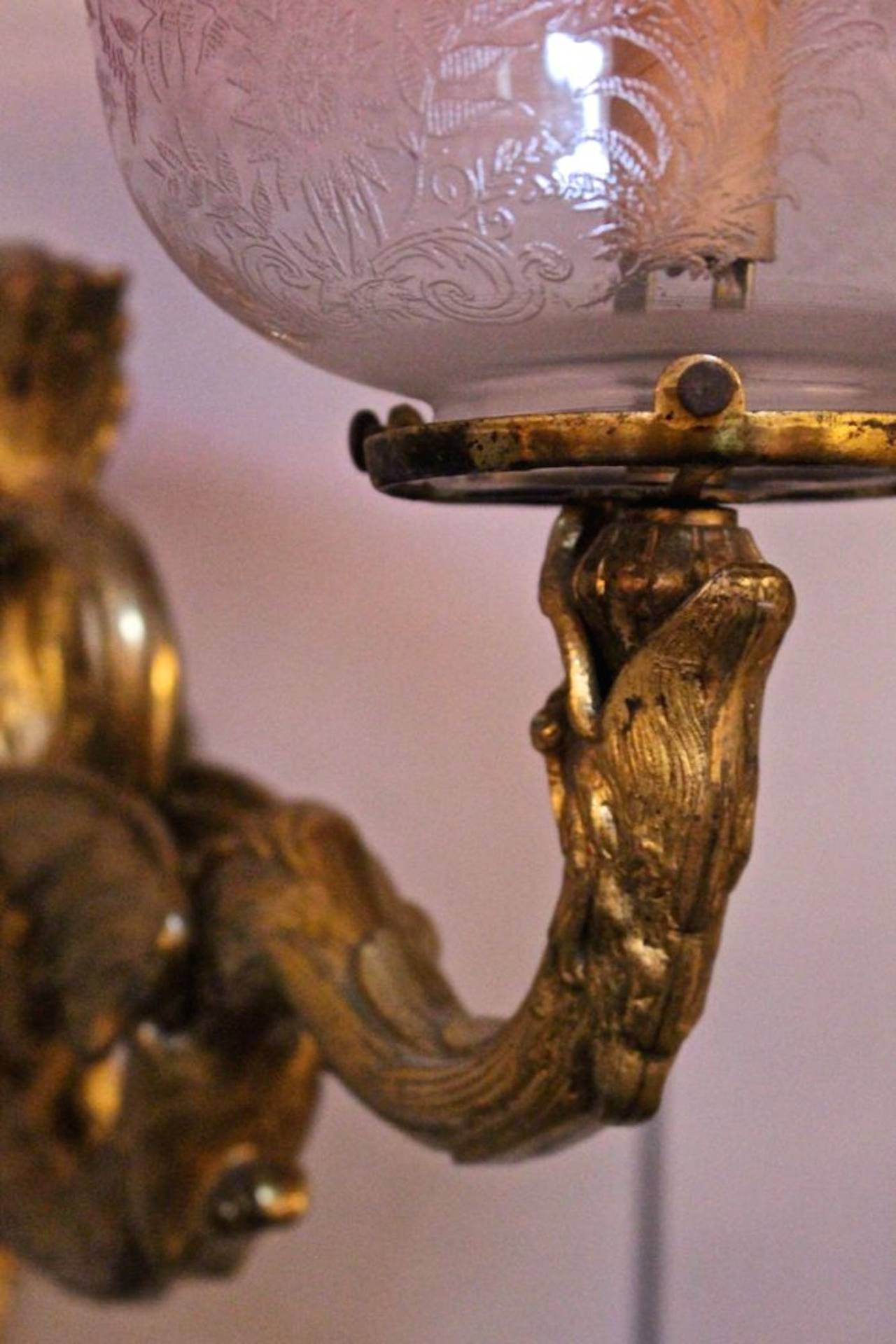 Cast Bronze Ornate Wall Sconce For Sale at 1stdibs