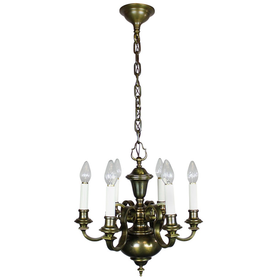 Colonial Revival Chandelier, Six-Light For Sale