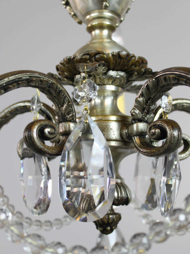 American Colonial Revival Crystal Swag Chandelier, Five-Light For Sale