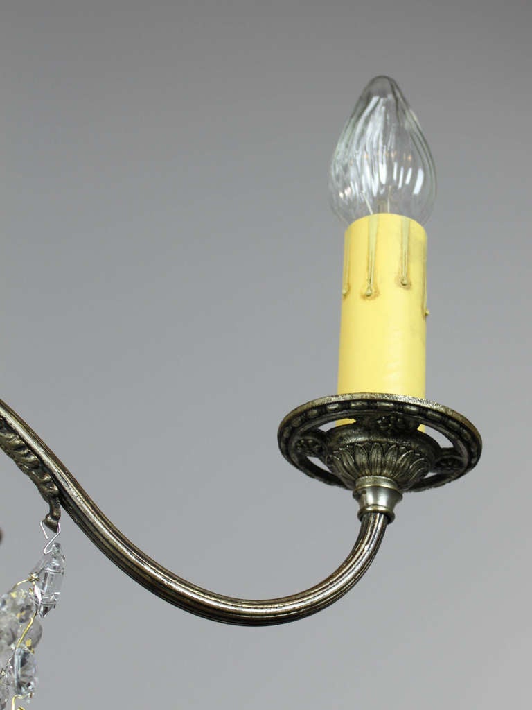 20th Century Colonial Revival Crystal Swag Chandelier, Five-Light For Sale