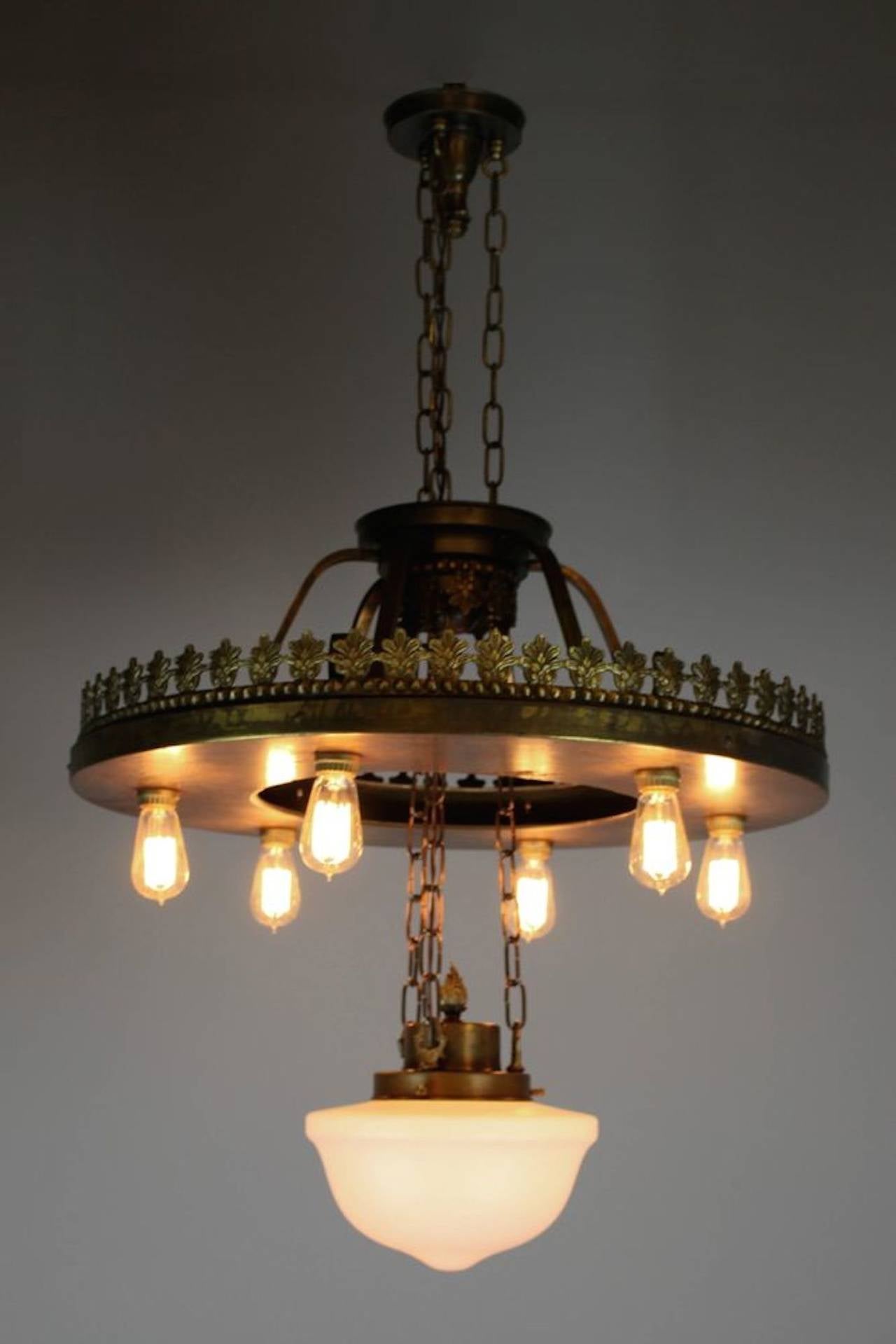 Large Industrial Bare Bulb Seven-Light Fixture