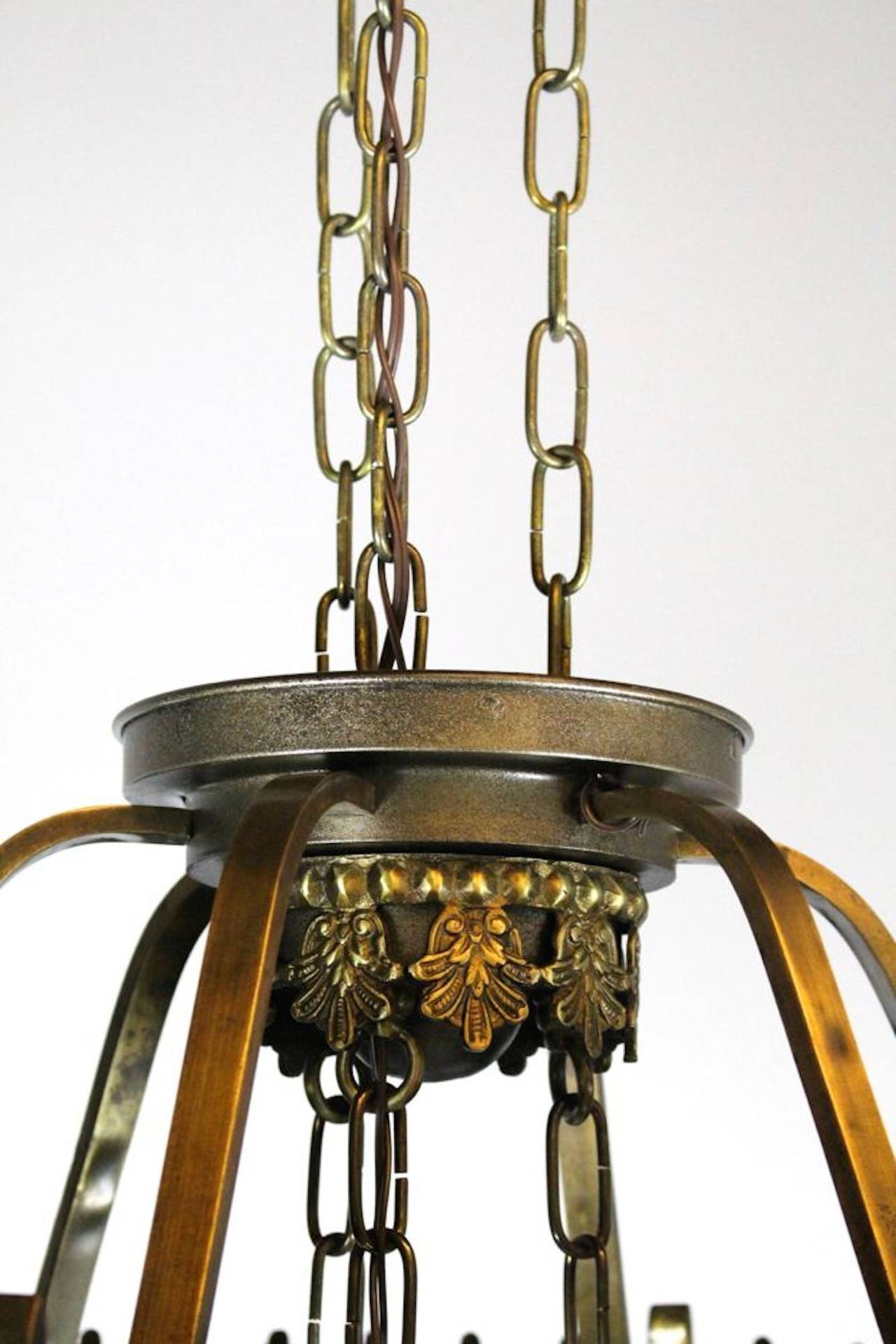 Early 20th Century Large Industrial Bare Bulb Seven-Light Fixture For Sale