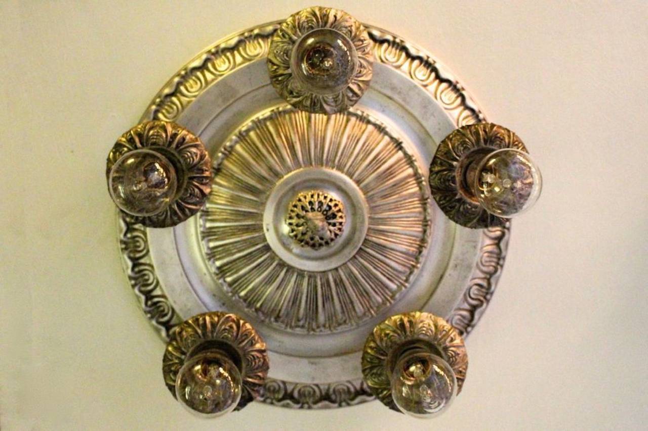 Early 20th Century Greek Revival Flush Mount Fixture (Five-Light) For Sale
