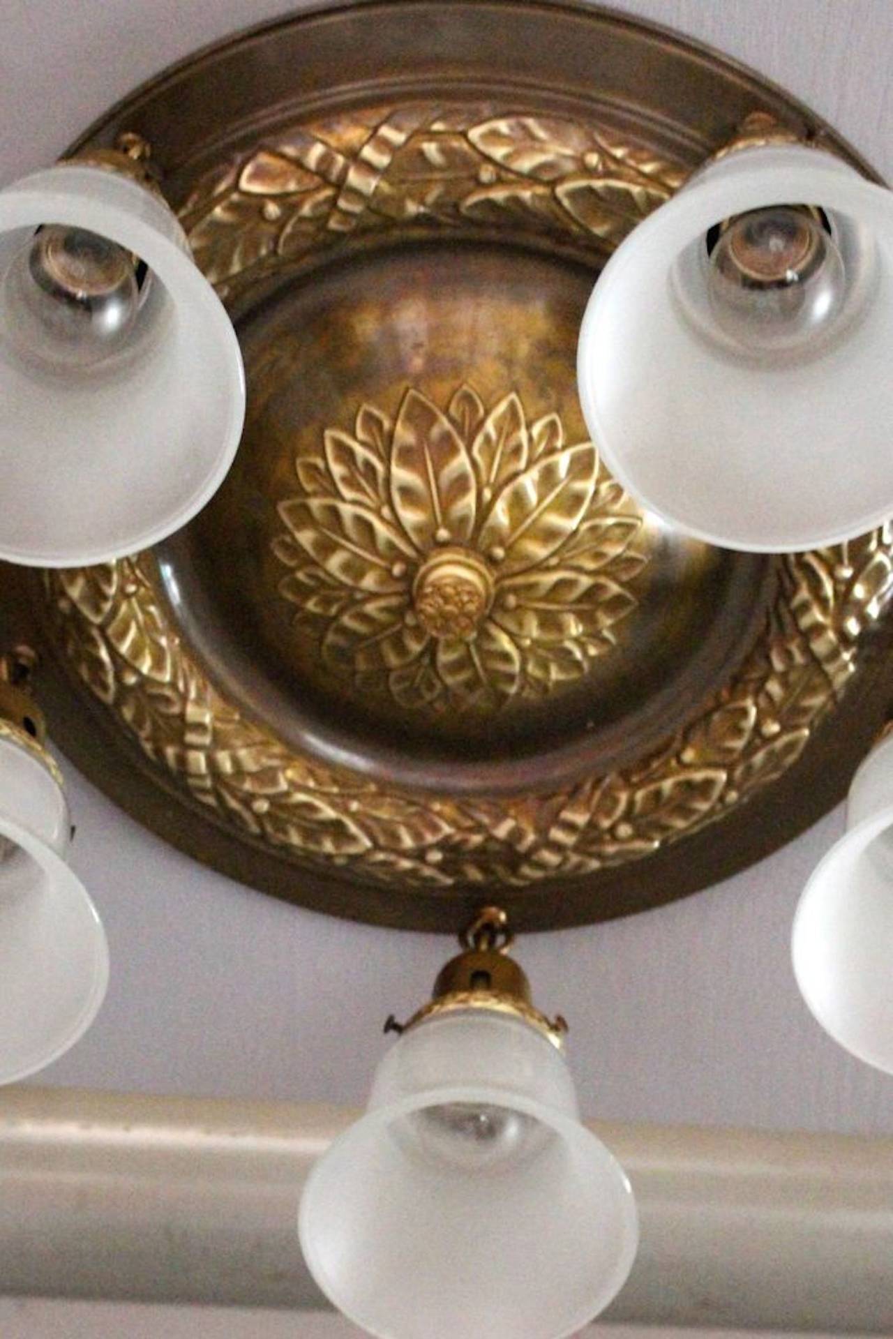 Early 20th Century Classical Revival Style Five-Light Flush Mount