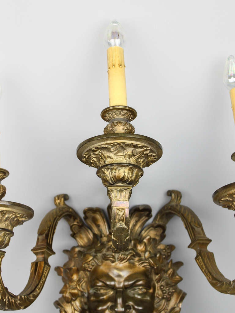American Bronze Bacchus Wall Sconce by E.F. Caldwell (3-Arm) For Sale