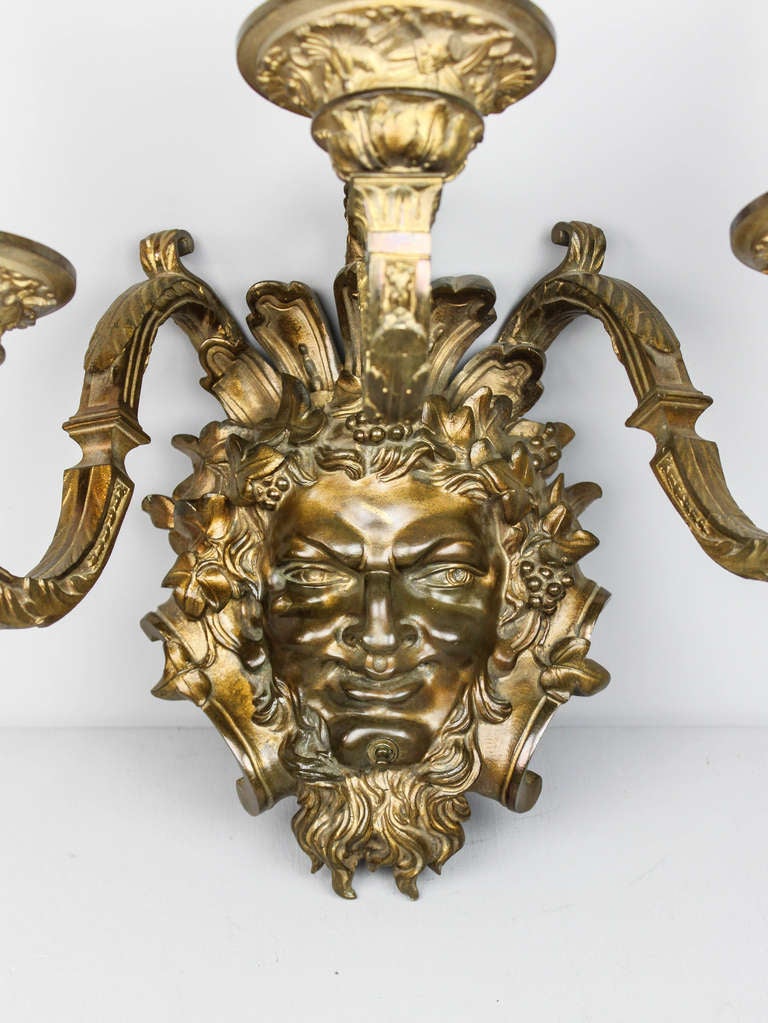 20th Century Bronze Bacchus Wall Sconce by E.F. Caldwell (3-Arm) For Sale
