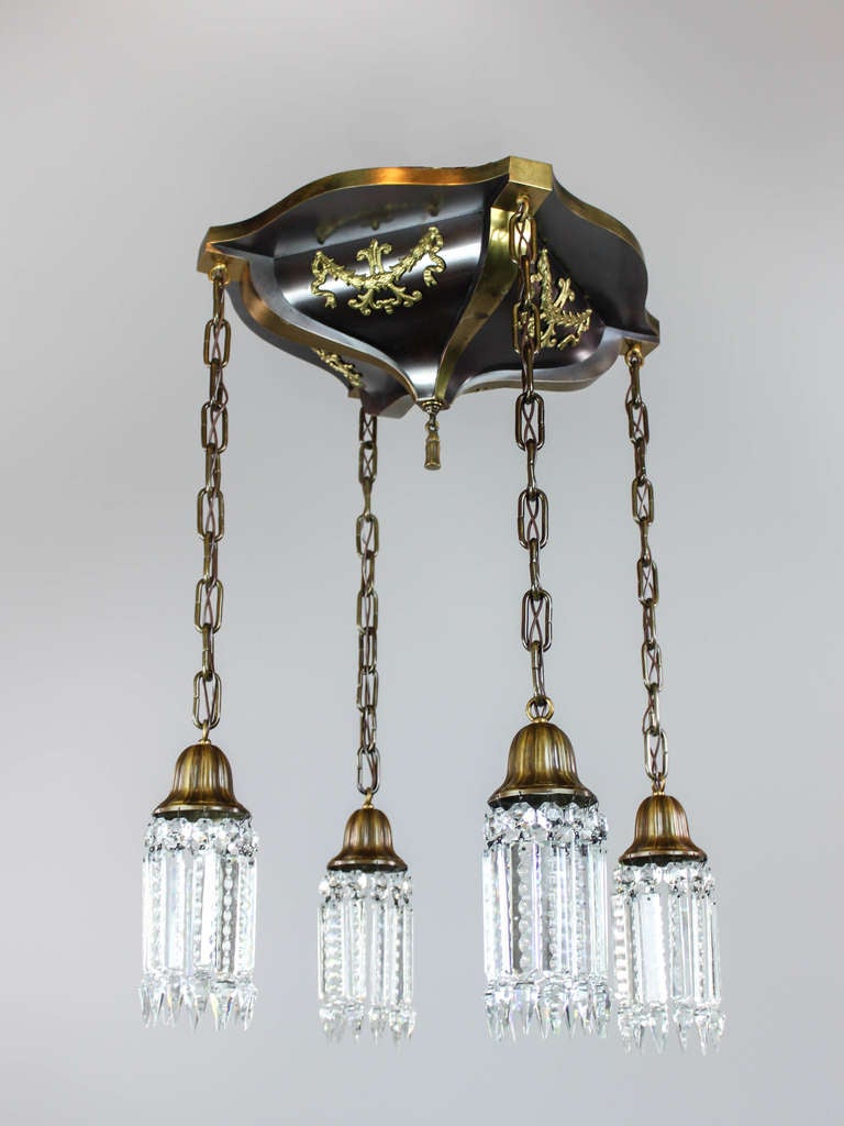 Colonial Revival Crystal Flush Mount, Four-Light