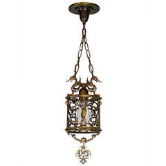 Spanish Style Colonial Revival Bronze Sea Horse Hall Lantern