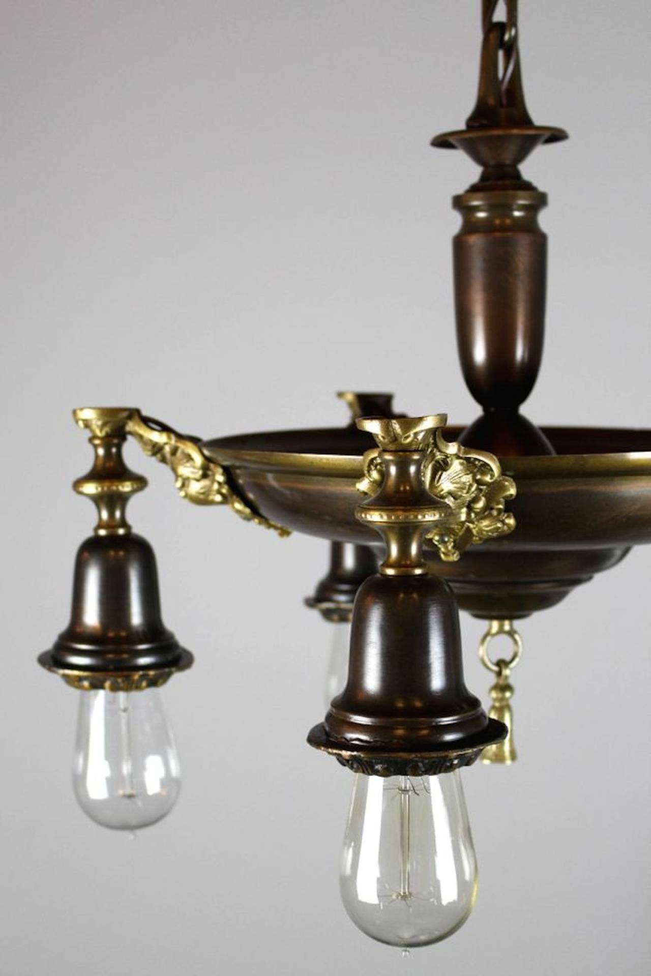Two-Tone Edwardian Five-Light Pan Fixture with Bare Bulbs 1