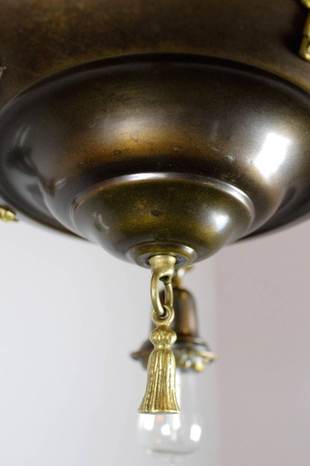 Two-Tone Edwardian Five-Light Pan Fixture with Bare Bulbs 3