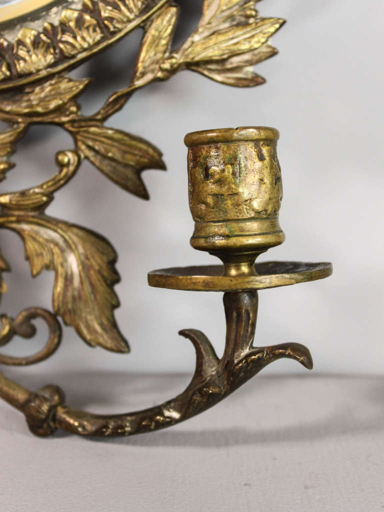 Pair of Brass Lion Sconces with Mirror 2