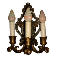 Antique Arts & Crafts Three-Branch Wall Sconce