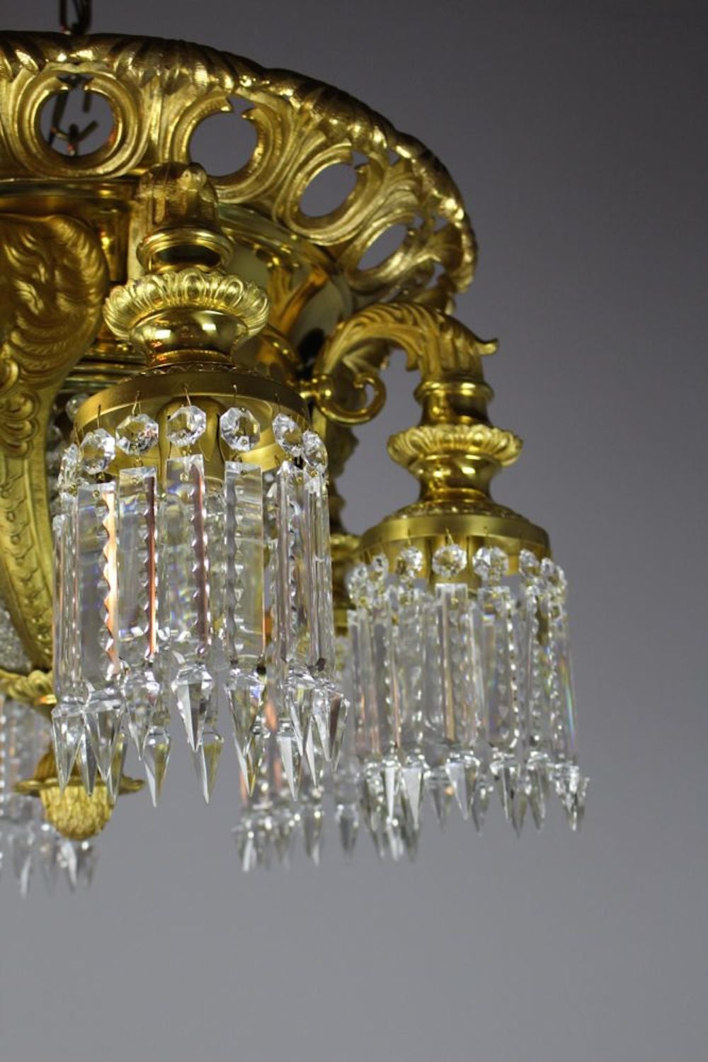 Notched Crystal Commercial Lobby Flush Mount with Cherubs, Ten-Light In Excellent Condition For Sale In Vancouver, BC