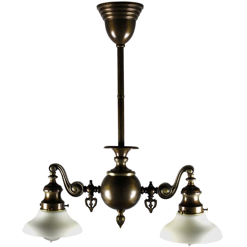 Mitchell Vance & Co. Two-Light Inverted Gas Fixture For Sale