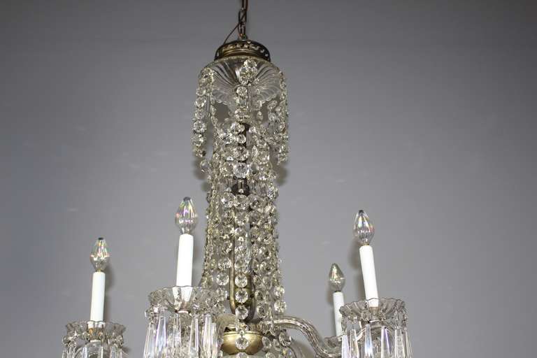 20th Century Baccarat 6 Arm White Crystal Chandelier
