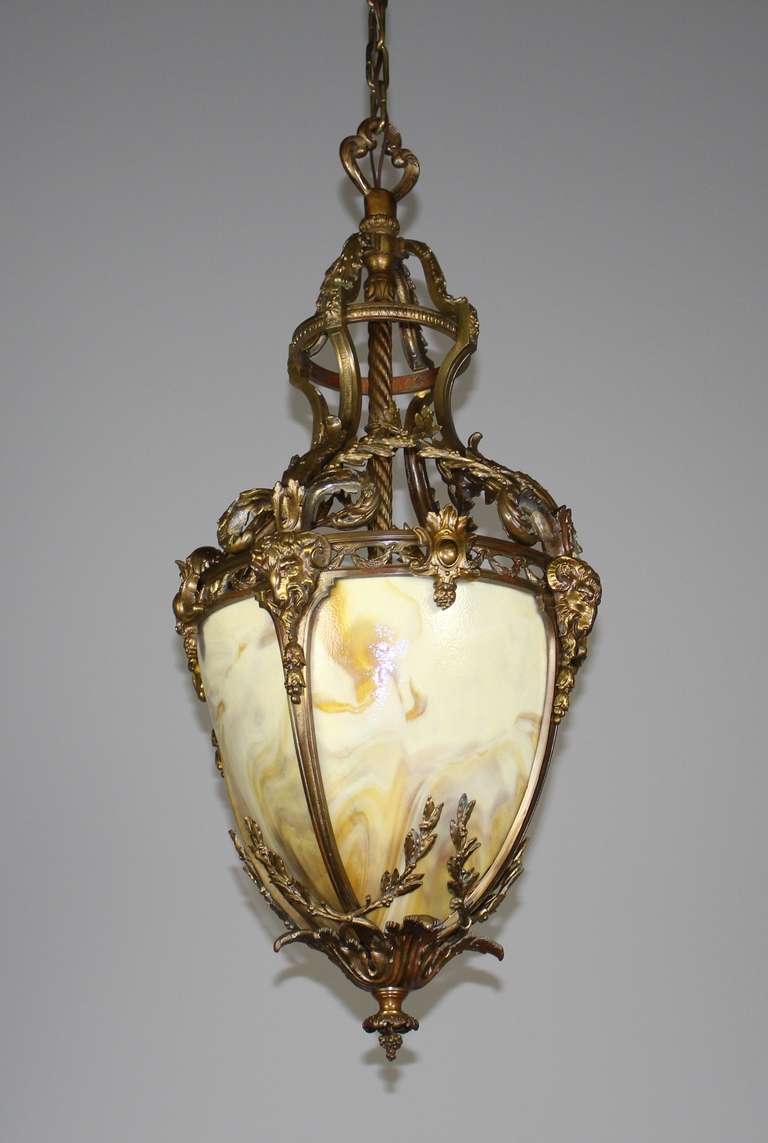 Beaux Arts Figural Gilt Hall Lantern