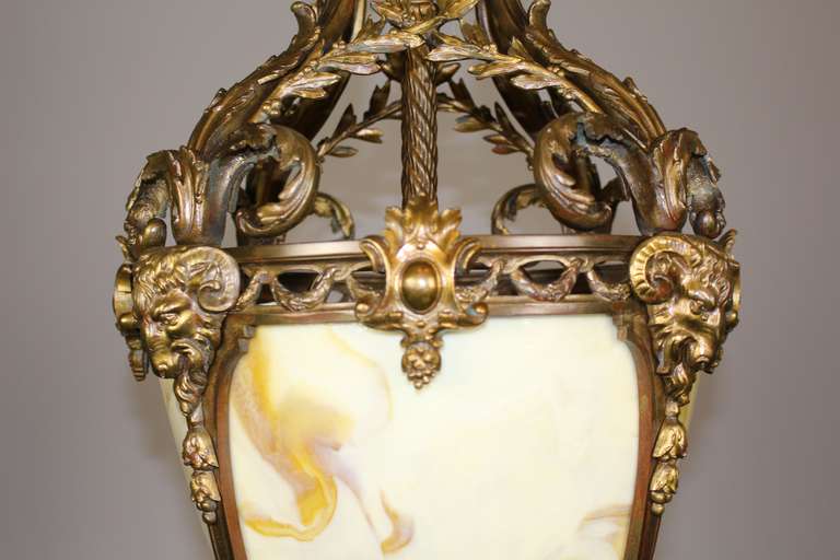 Figural Gilt Hall Lantern In Excellent Condition In Vancouver, BC
