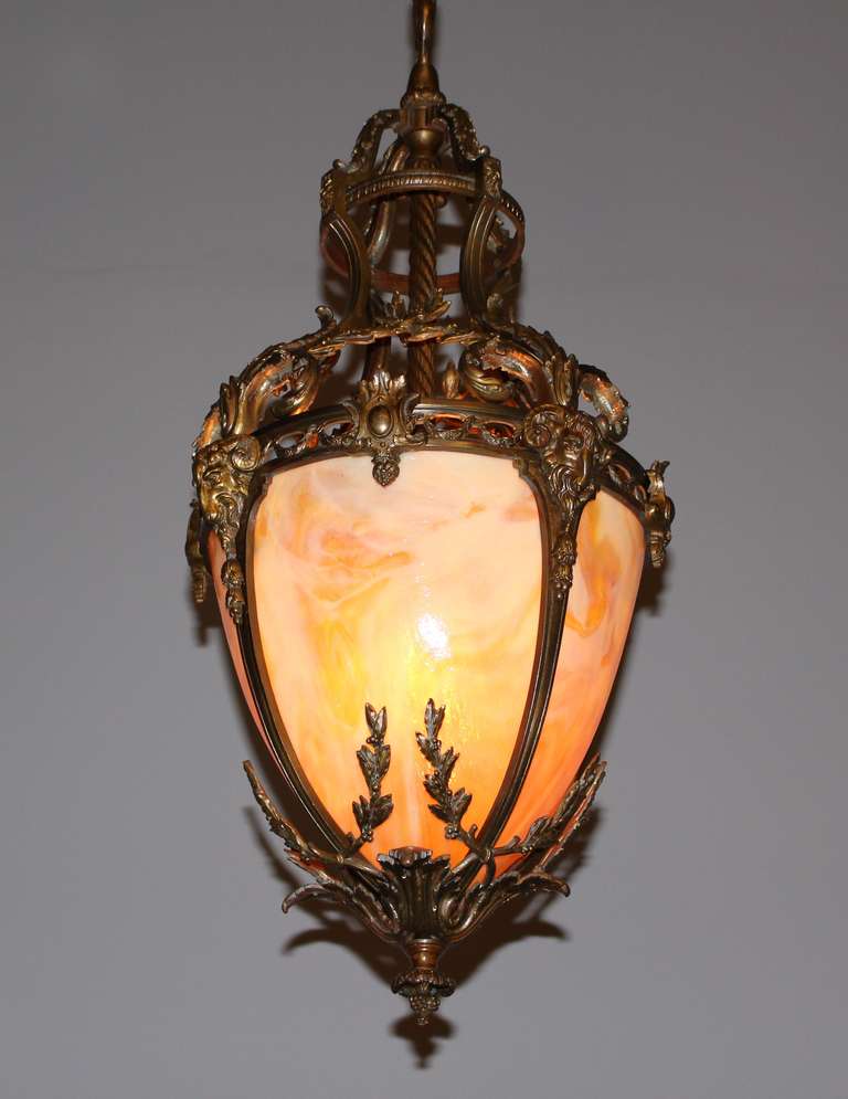 French Figural Gilt Hall Lantern