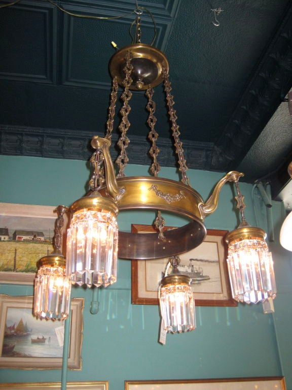 Art Nouveau Ring Fixture with Crystal