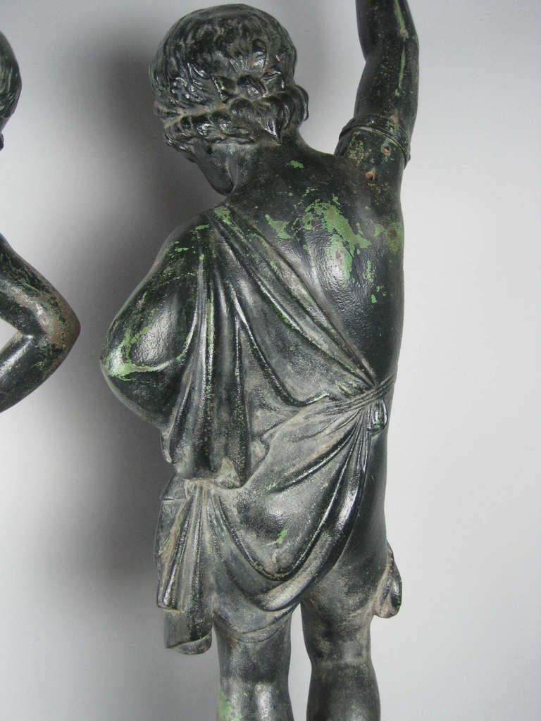19th Century ANTOINE DURENNE Matched French Cast Iron Cupid For Sale