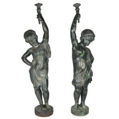 ANTOINE DURENNE Matched French Cast Iron Cupid
