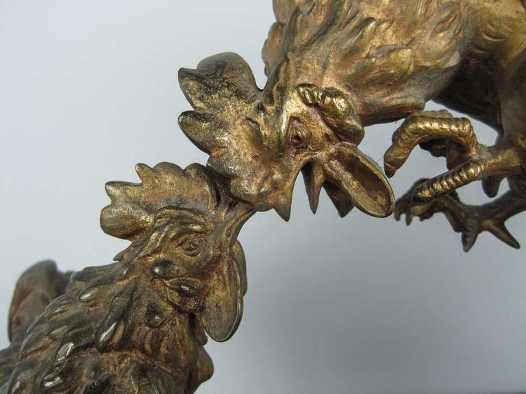 Sophie Debry 'the Cockfight' Bronze Sculpture For Sale 1