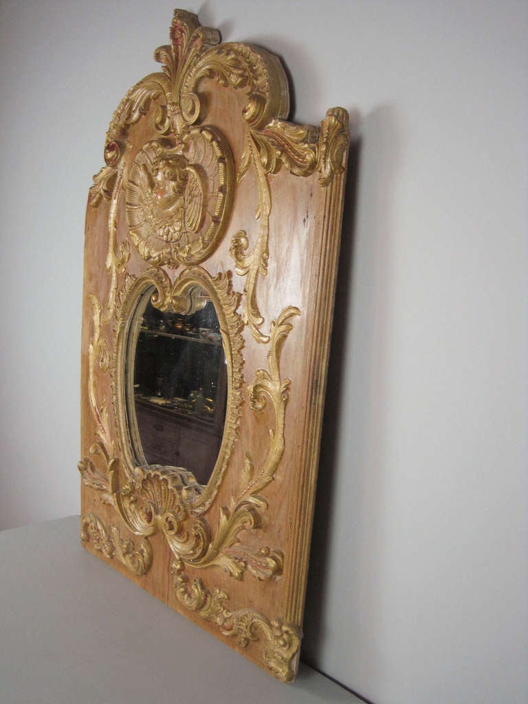 Wood Cherub Carousel Mirror Panel For Sale