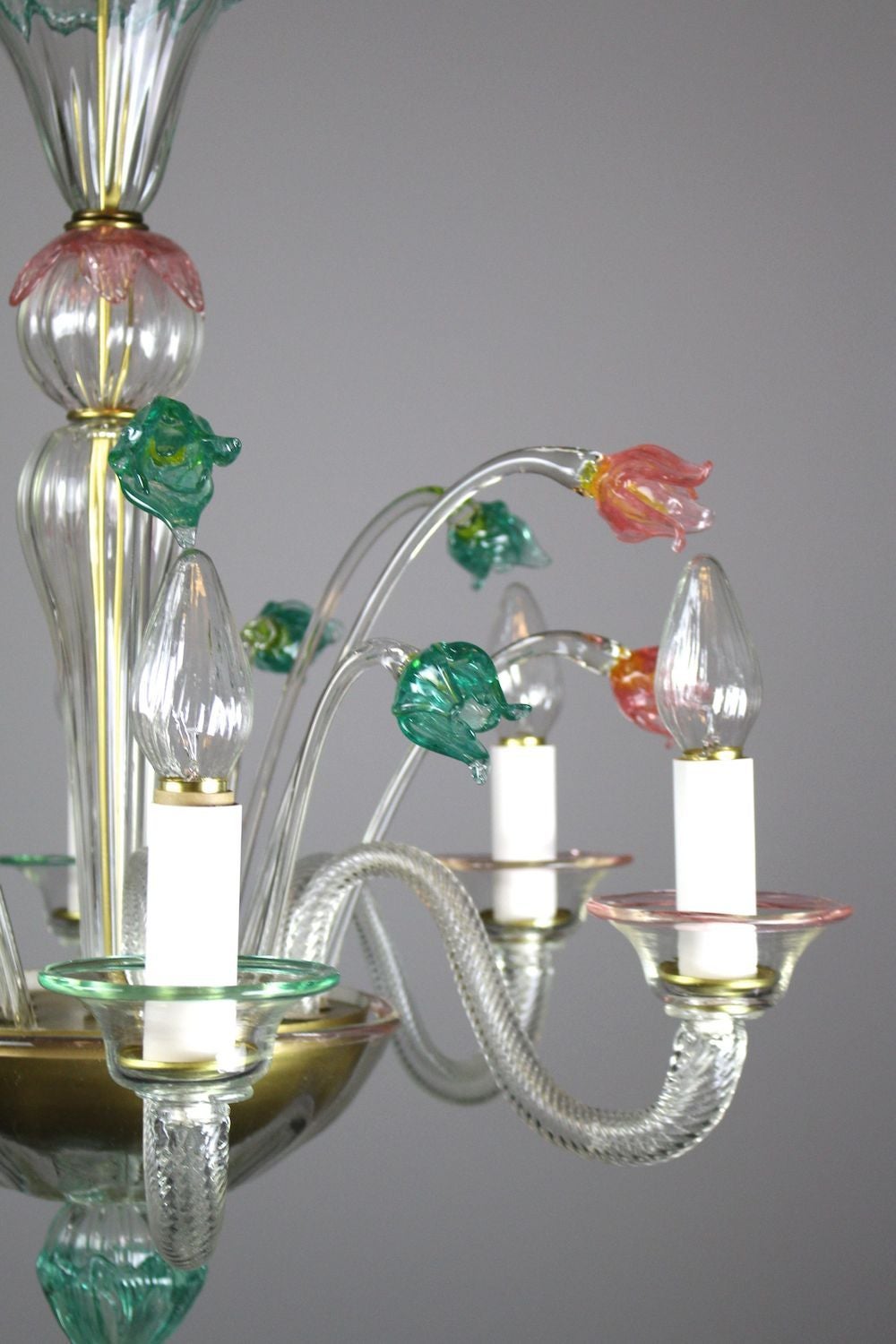 Mid-Century Modern Murano Glass Six-Light Chandelier, circa 1955 For Sale