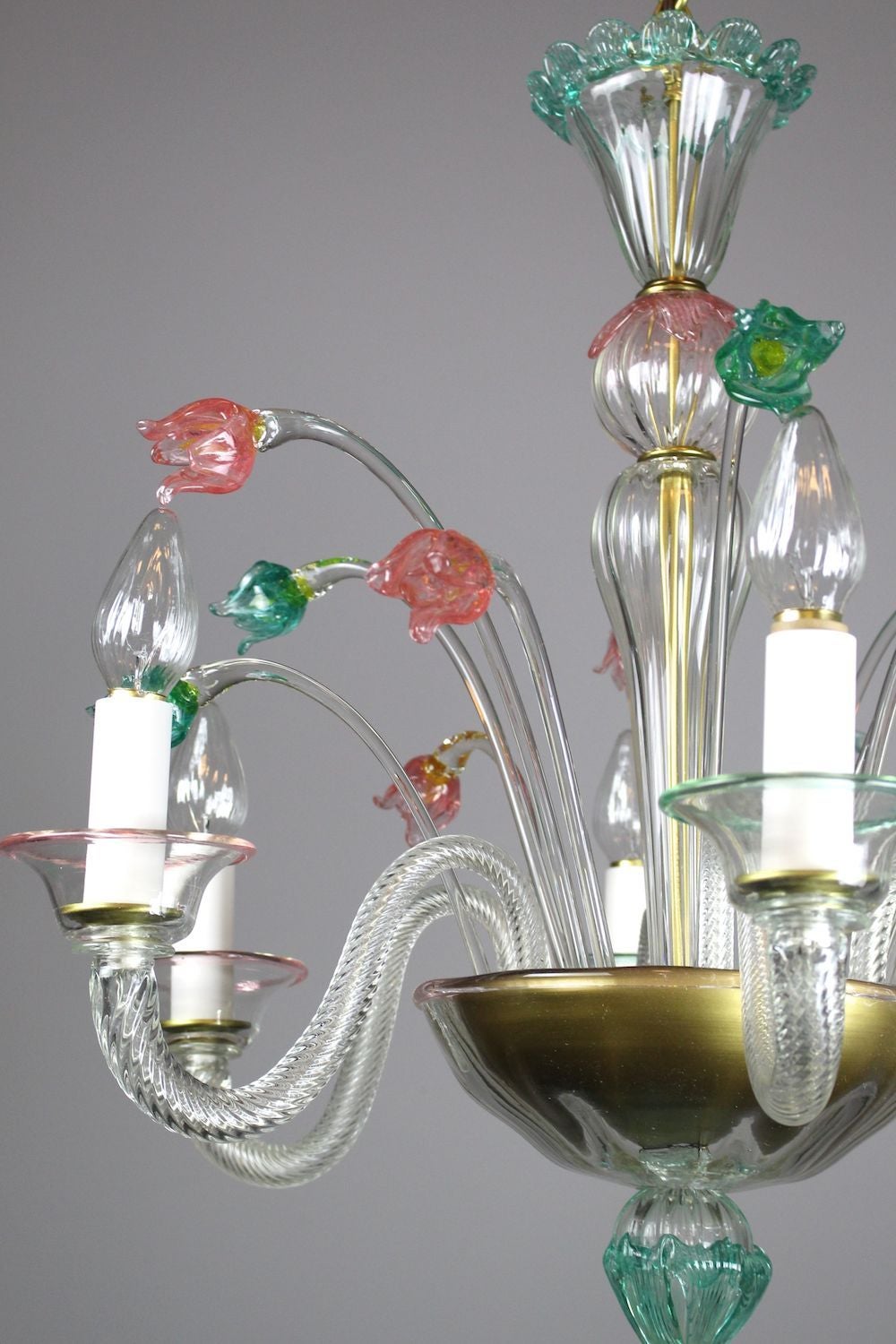 Murano Glass Six-Light Chandelier, circa 1955 In Excellent Condition For Sale In Vancouver, BC