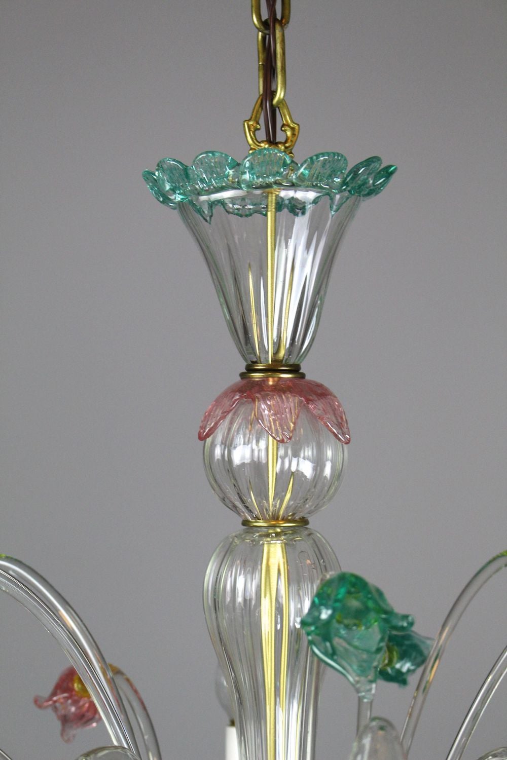 Murano Glass Six-Light Chandelier, circa 1955 For Sale 1