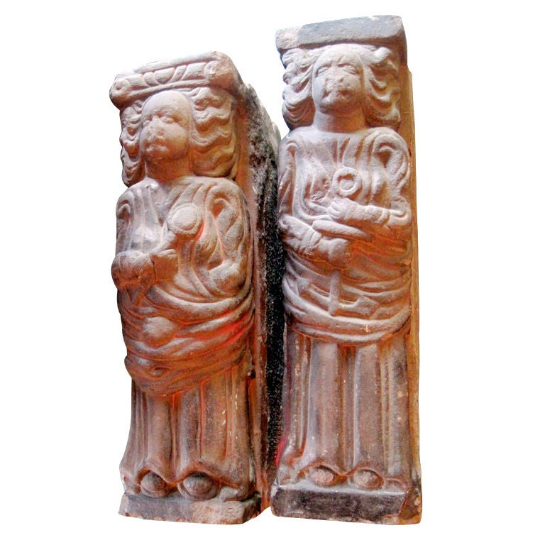 Pair of 18th Century Celtic Stone Figures For Sale