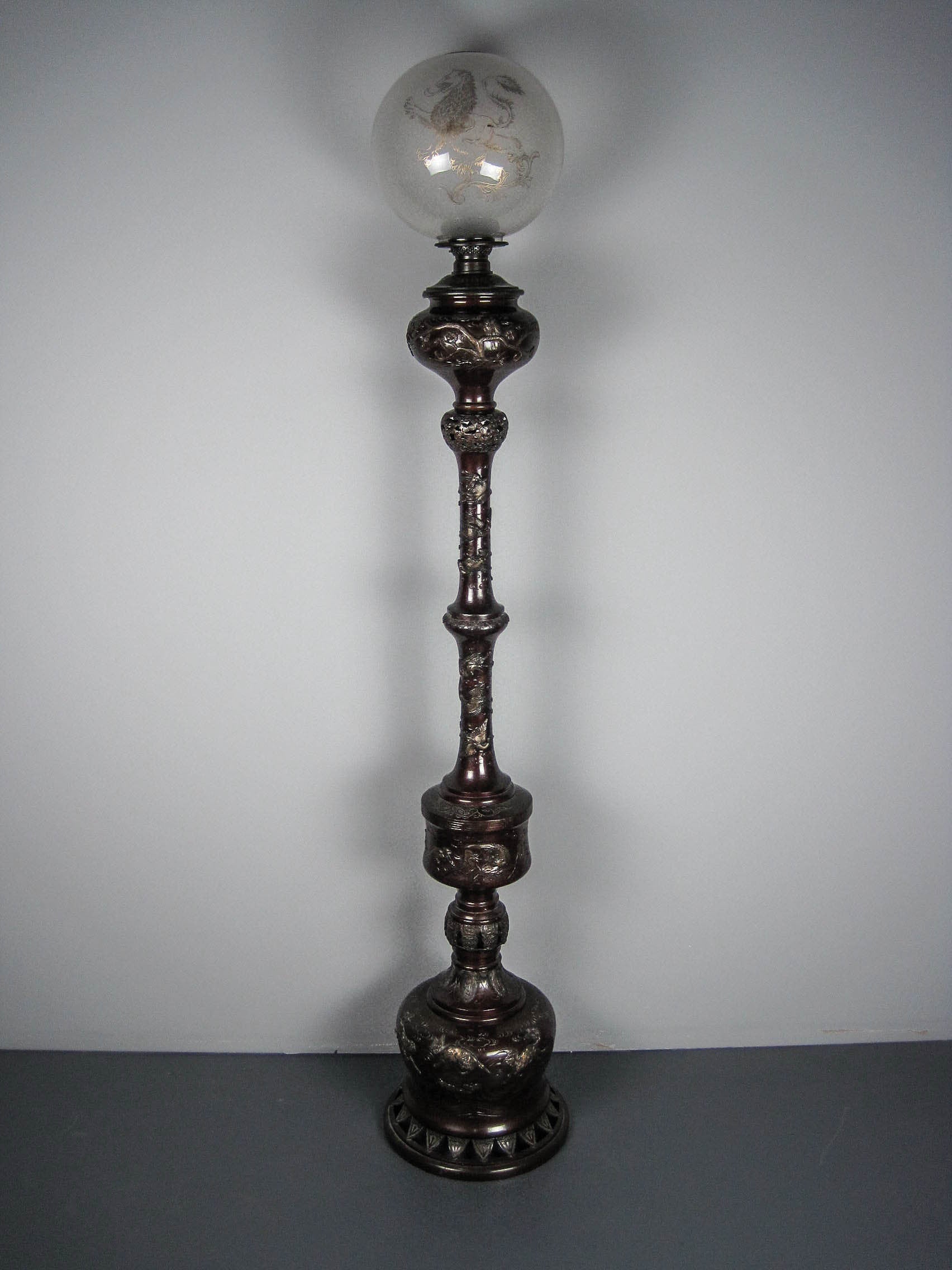 "BACCARAT" Bronze Oil Floor Lamp For Sale