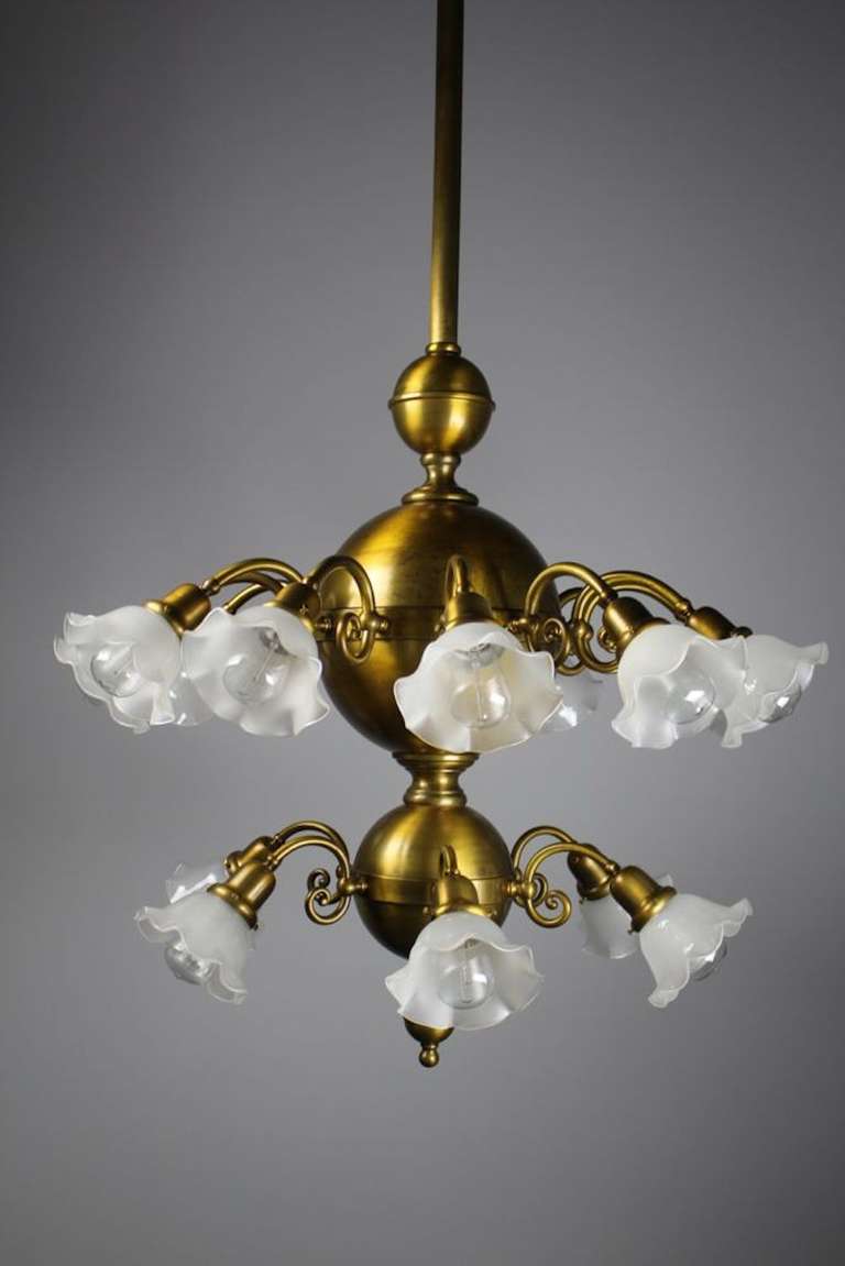 American Two-Tiered Country Post Office Chandelier For Sale