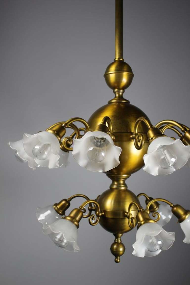 20th Century Two-Tiered Country Post Office Chandelier For Sale