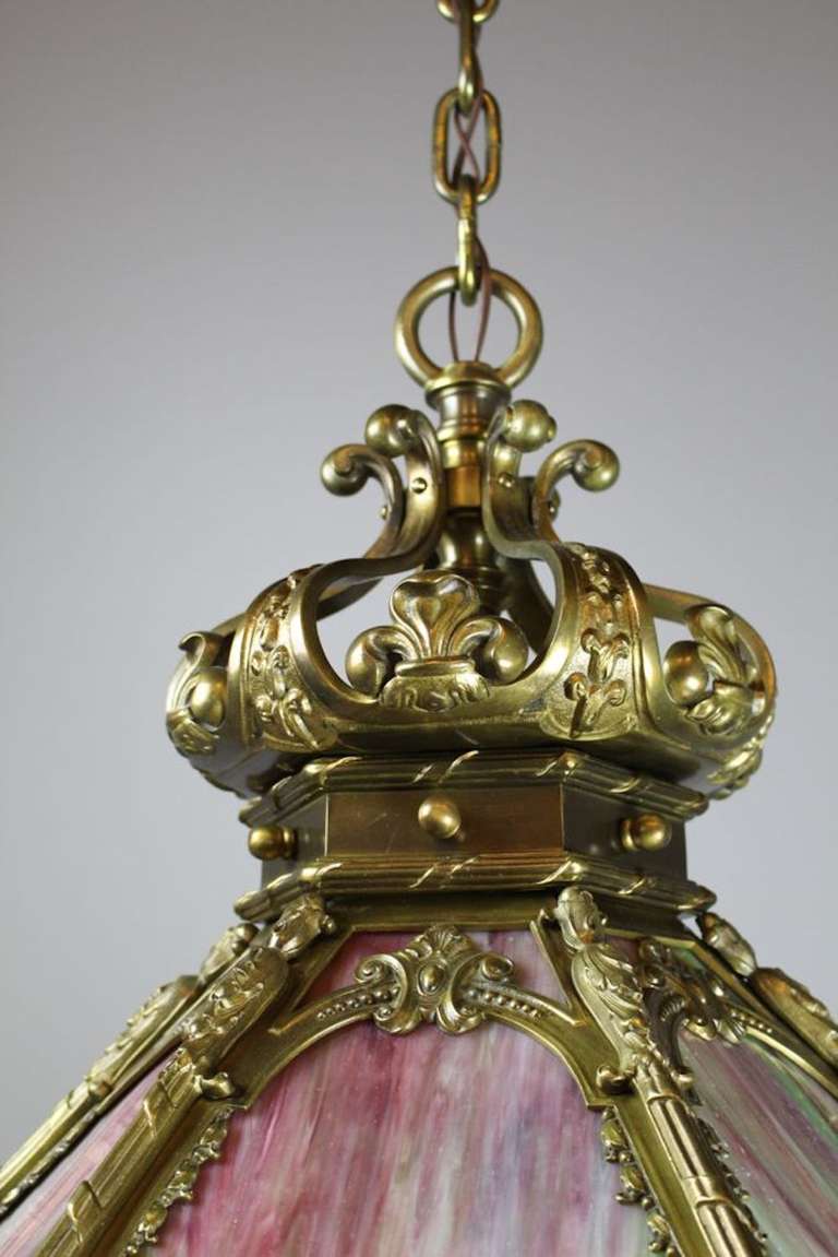 20th Century Italian Renaissance Revival Tiffany Style Fixture Pendant, circa 1910 For Sale