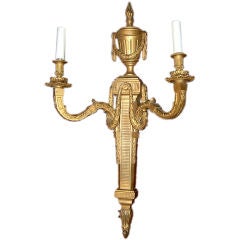 Baronial French Two-Light Gilt Bronze Sconce